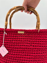 Load image into Gallery viewer, Burgundy Bag With Bamboo Handles