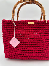 Load image into Gallery viewer, Burgundy Bag With Bamboo Handles