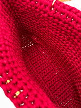 Load image into Gallery viewer, Burgundy Bag With Bamboo Handles