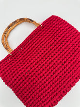Load image into Gallery viewer, Burgundy Bag With Bamboo Handles