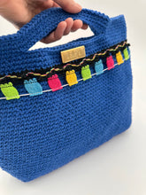 Load image into Gallery viewer, Blue Bag With Cotton Tassels - Jeleja