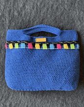 Load image into Gallery viewer, Blue Bag With Cotton Tassels - Jeleja