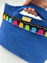 Load image into Gallery viewer, Blue Bag With Cotton Tassels - Jeleja