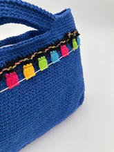 Load image into Gallery viewer, Blue Bag With Cotton Tassels - Jeleja