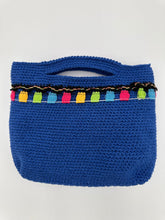 Load image into Gallery viewer, Blue Bag With Cotton Tassels - Jeleja