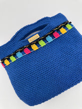 Load image into Gallery viewer, Blue Bag With Cotton Tassels - Jeleja