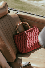 Load image into Gallery viewer, Burgundy Bag With Bamboo Handles - Jeleja