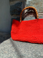 Load image into Gallery viewer, Handmade Bag With Coral Recycled Cotton And Bamboo Handles - Jeleja