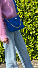 Load image into Gallery viewer, Crochet Bag With Lilac / Blue Recycled Cotton