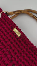 Load and play video in Gallery viewer, Burgundy Bag With Bamboo Handles
