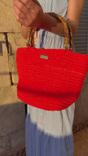 Load and play video in Gallery viewer, Handmade Bag With Coral Recycled Cotton And Bamboo Handles