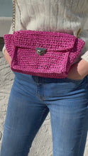 Load and play video in Gallery viewer, Crossbody Bag With Pink Raffia