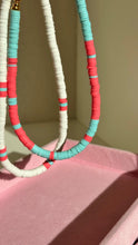 Load image into Gallery viewer, Raspberry And Light Blue Heishi Necklace - Choker - Jeleja