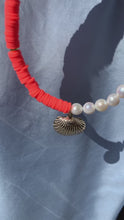 Load and play video in Gallery viewer, Colorful Necklace With Seashell Pendant & Pearls