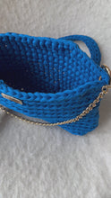 Load and play video in Gallery viewer, Crochet Bag With Lilac / Blue Recycled Cotton