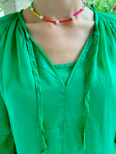 Load image into Gallery viewer, Woman necklace with colorful rainbow beads alternating with pearls of Mallorca