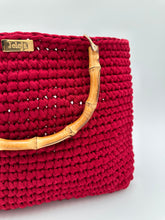 Load image into Gallery viewer, Burgundy Bag With Bamboo Handles
