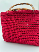 Load image into Gallery viewer, Burgundy Bag With Bamboo Handles
