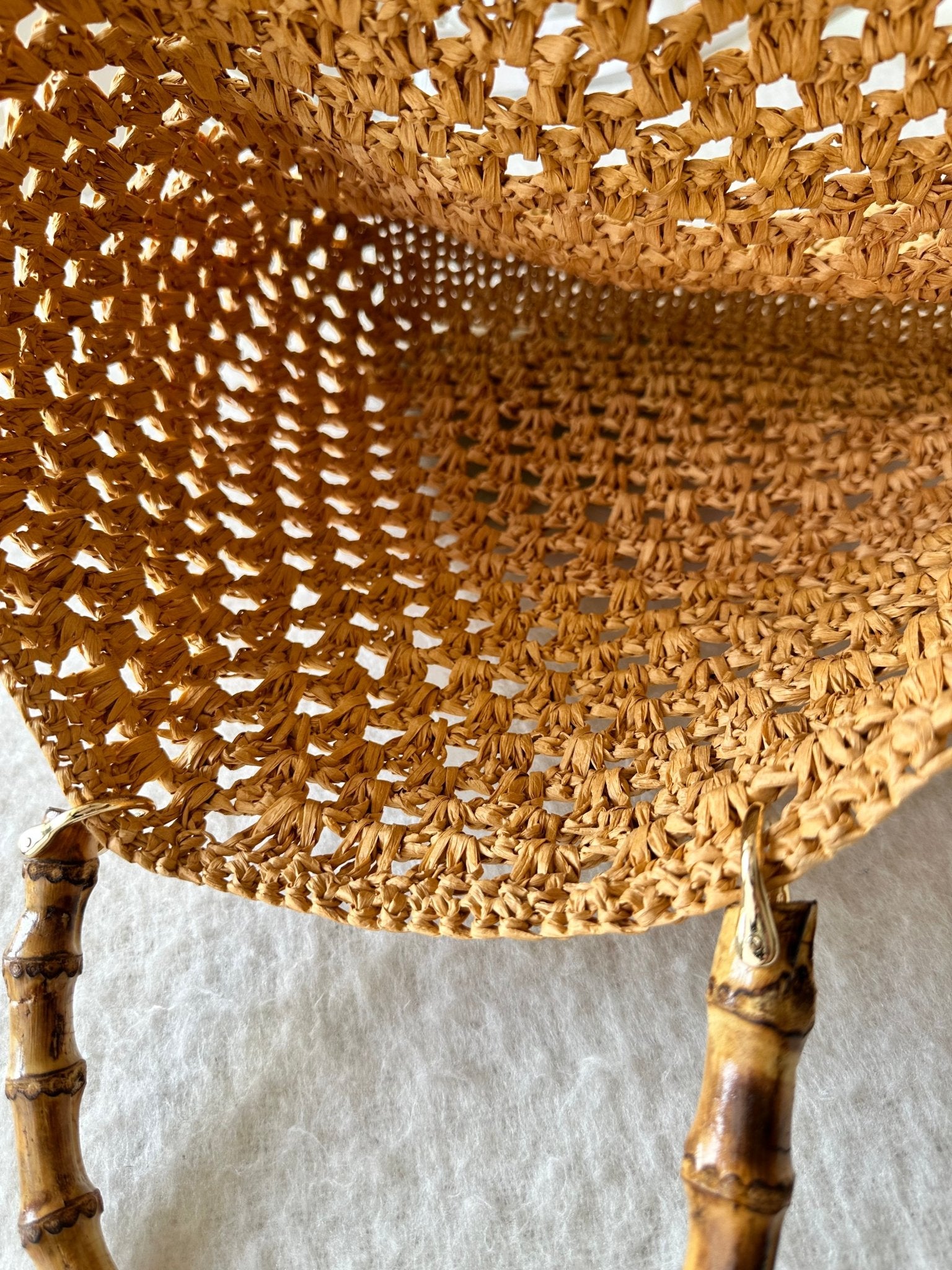 Bamboo Rafi Bamboo Bag With Natural Raffia In Caramel And Pink – Jeleja