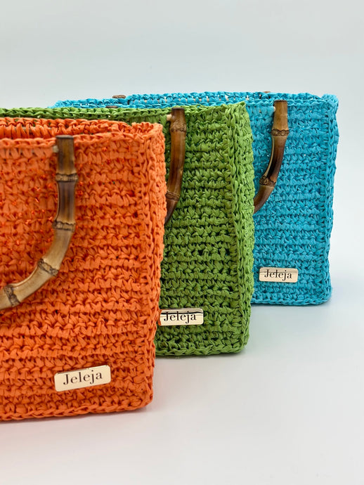 Bamboo Handbag With Colorful Raffia - Jeleja