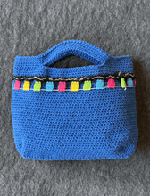 Load image into Gallery viewer, Blue Bag With Cotton Tassels - Jeleja
