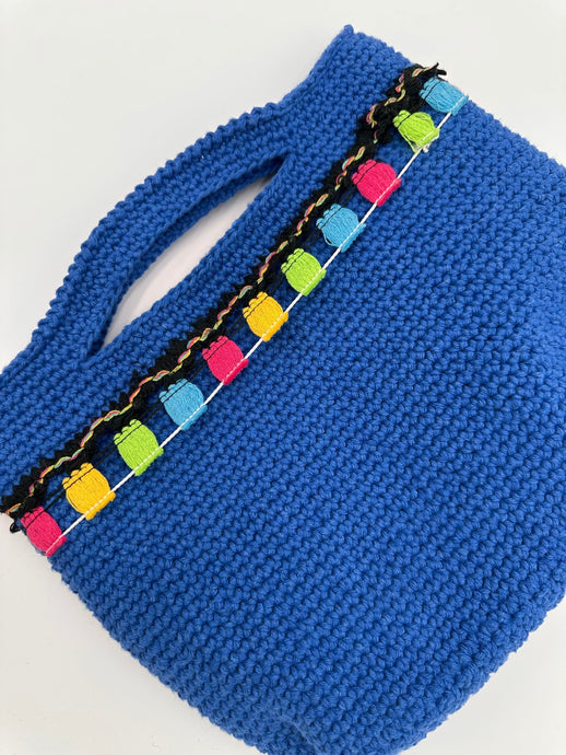 Blue Bag With Cotton Tassels - Jeleja
