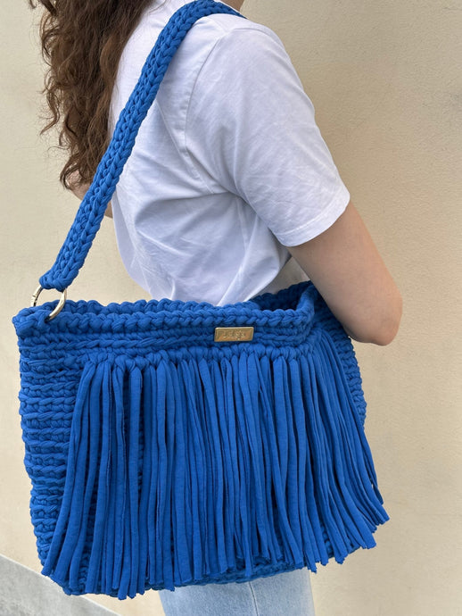 Blue Bag With Fringes - Jeleja