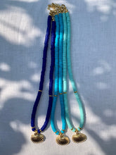 Load image into Gallery viewer, Blue Heishi Necklace With Seashell - Jeleja
