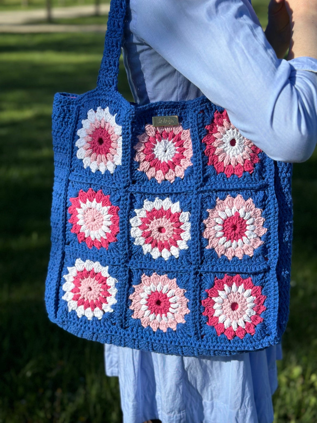 Blue, Pink & White Granny Bag - Jeleja