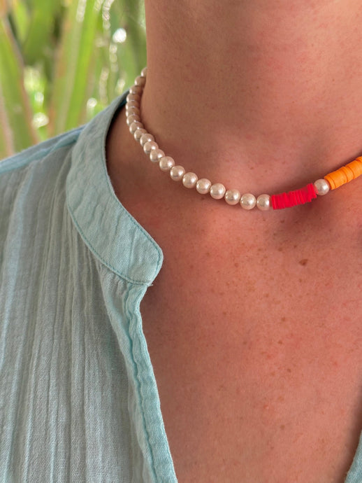 Colorful Necklace With Pearls Of Mallorca - Jeleja