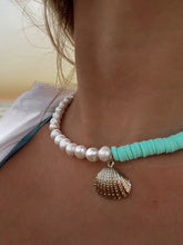 Load image into Gallery viewer, Colorful Necklace With Seashell Pendant &amp; Pearls - Jeleja
