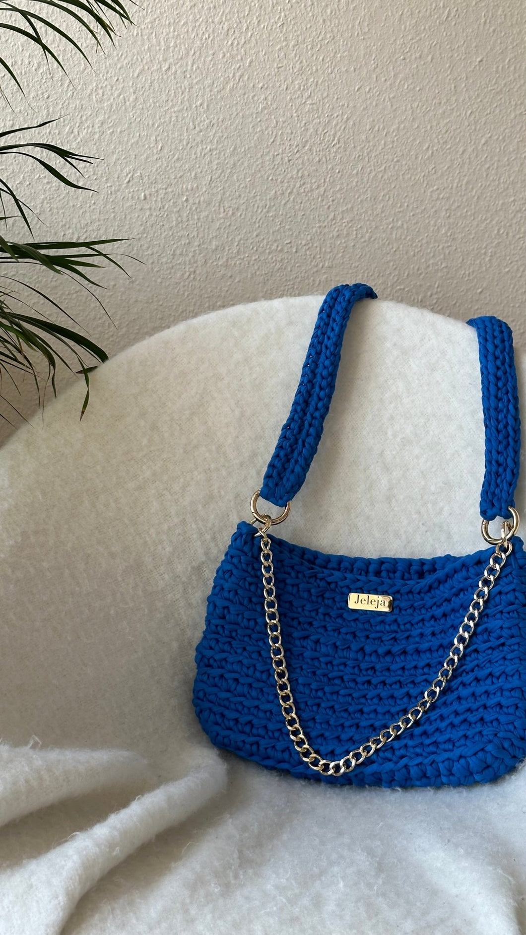 Crochet Bag With Lilac / Blue Recycled Cotton - Jeleja