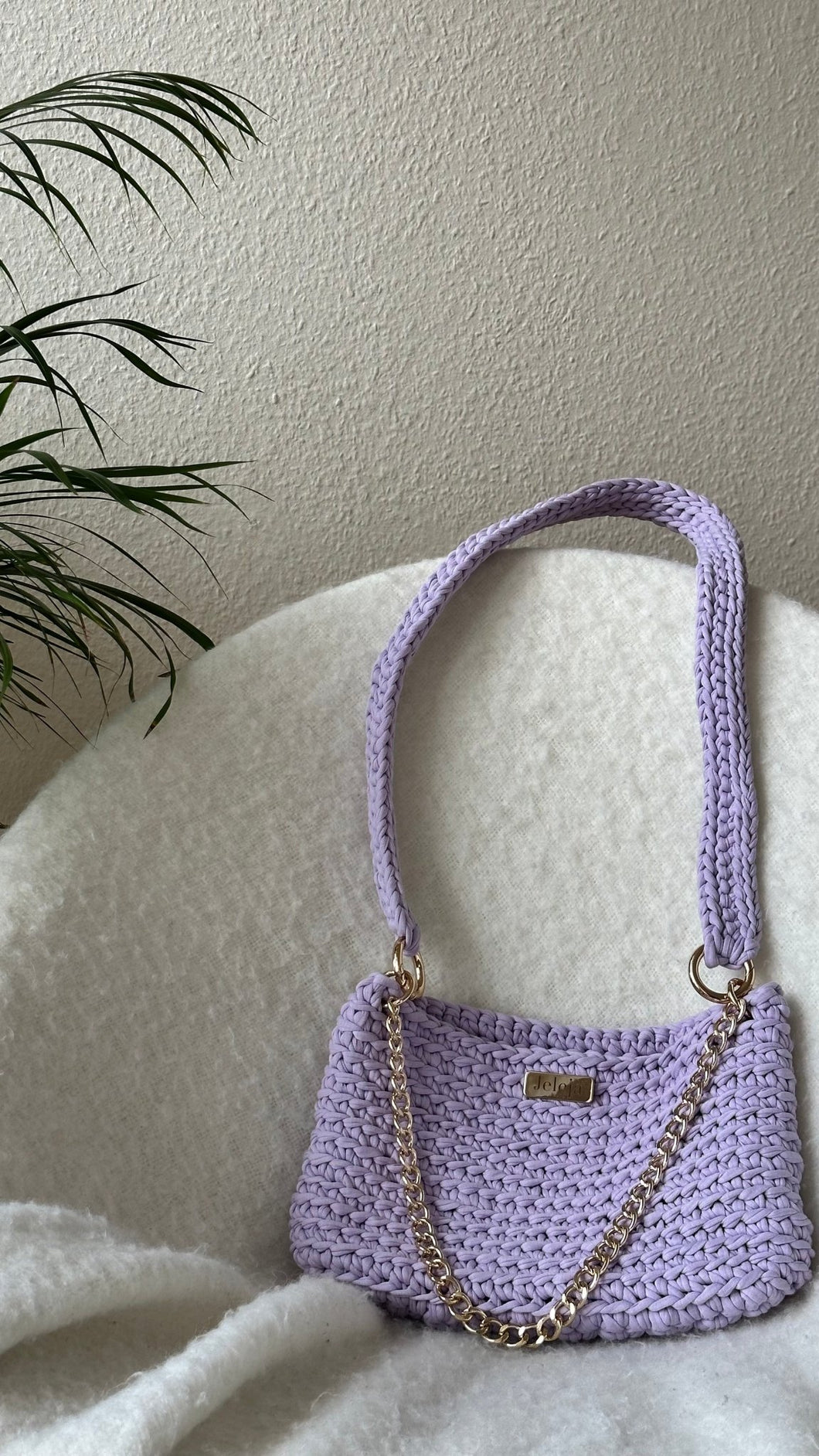 Crochet Bag With Lilac / Blue Recycled Cotton - Jeleja