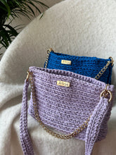 Load image into Gallery viewer, Crochet Bag With Lilac / Blue Recycled Cotton - Jeleja
