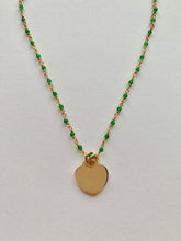 Load image into Gallery viewer, Green Necklace With Golden Heart Pendant - Jeleja
