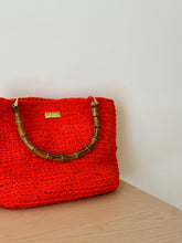 Load image into Gallery viewer, Handmade Bag With Coral Recycled Cotton And Bamboo Handles - Jeleja
