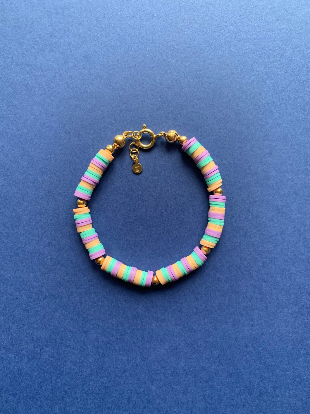 Handmade Bracelet With Colorful Heishi Beads And Gold Plated Details - Jeleja