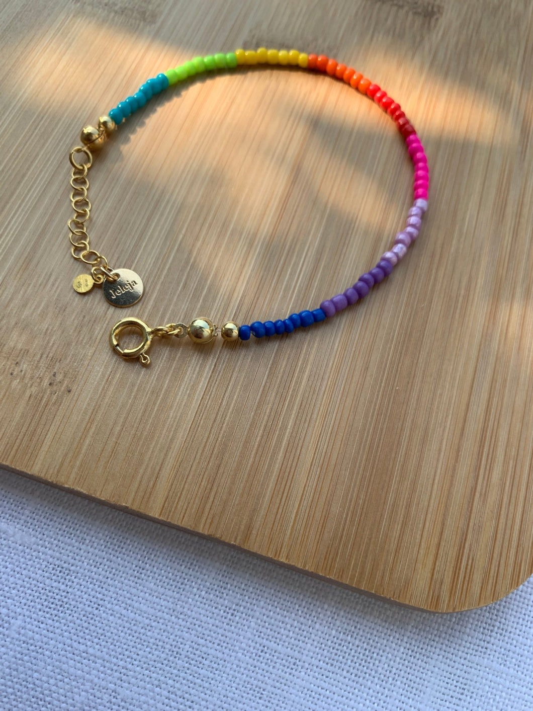 Handmade Rainbow Bracelet With Gold Plated Silver - Jeleja