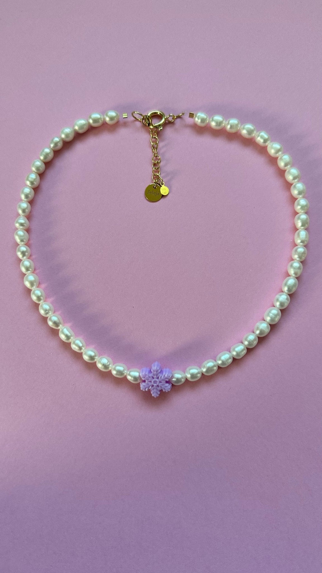 Necklace With Snowflake & River Pearls - Jeleja