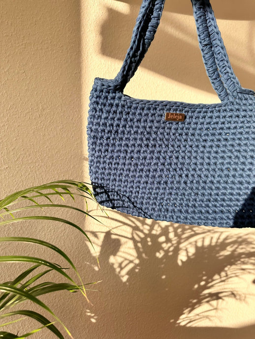 Shoulder Bag With Blue Recycled Cotton - Jeleja