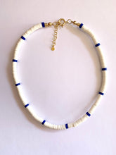 Load image into Gallery viewer, White &amp; Blue Heishi Necklace - Jeleja
